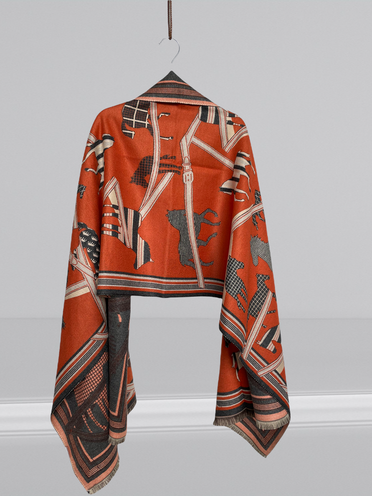 Schal mit Pferden in Orange